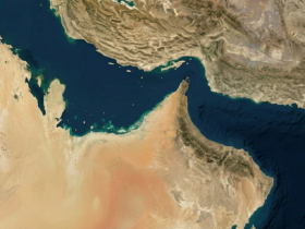 Gambar ilustrasi peta Selat Hormuz Timur Tengah.