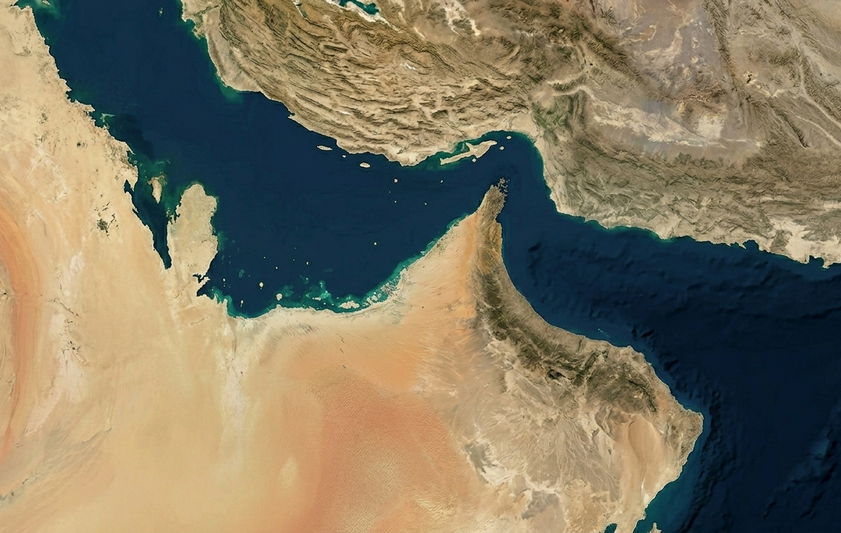Gambar ilustrasi peta Selat Hormuz Timur Tengah.